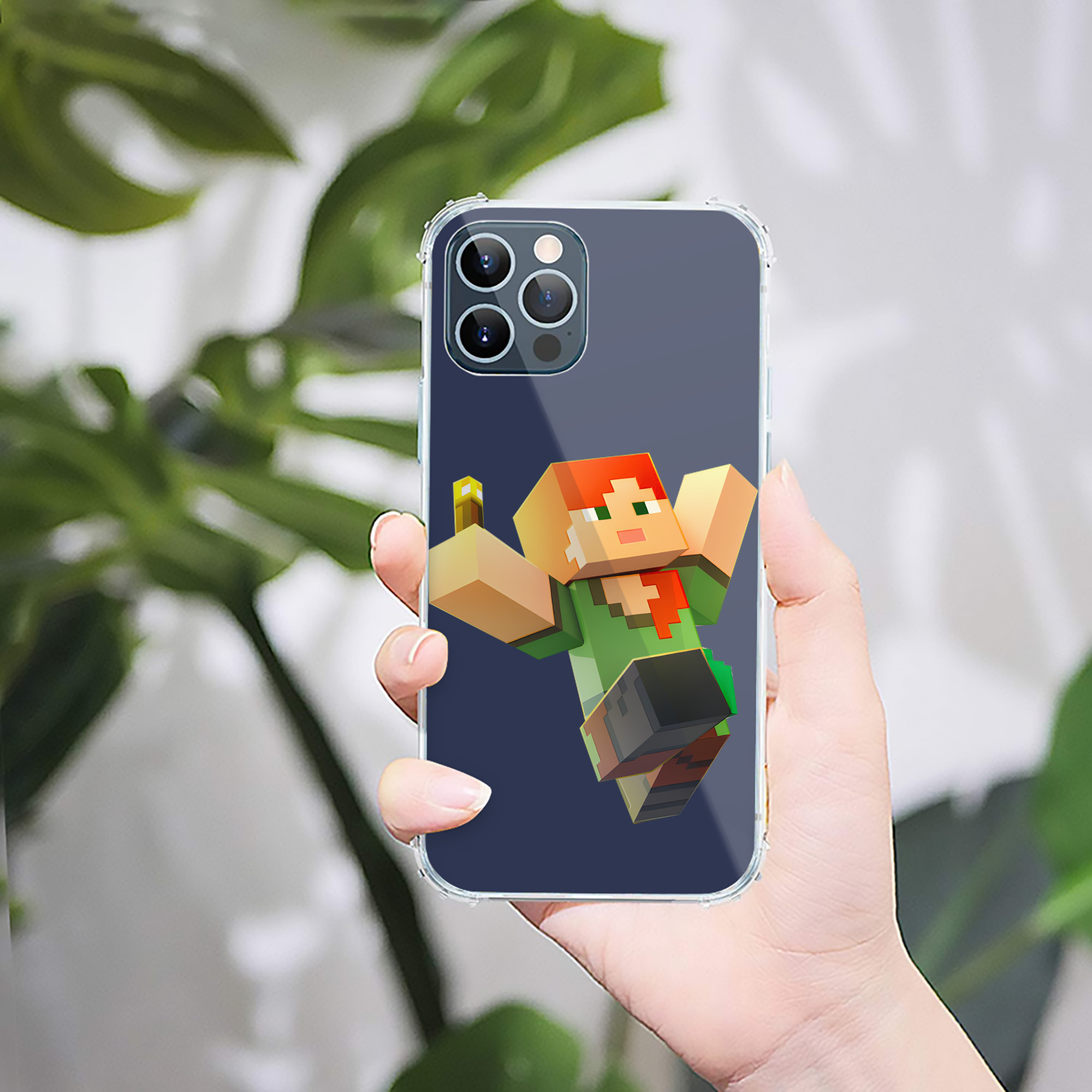 （画像用） マインクラフト ブロックの世界 Minecraft MC Block world 【iPhone 12シリーズ対応】透明スマホケース（クリアソフトケース）